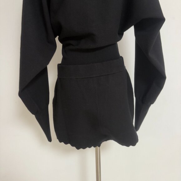 Helsa Elvira Black Knit Ruffled Jumpsuit Shorts - Picture 13 of 14